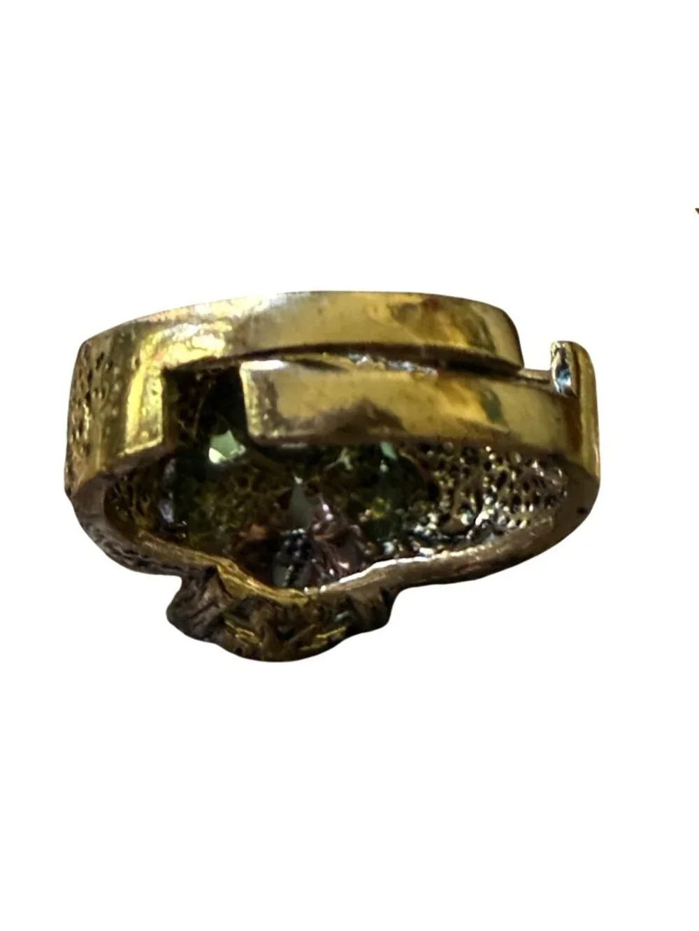 Adjustable Vintage Style Mystic Topaz Ring Intricate Copper Setting